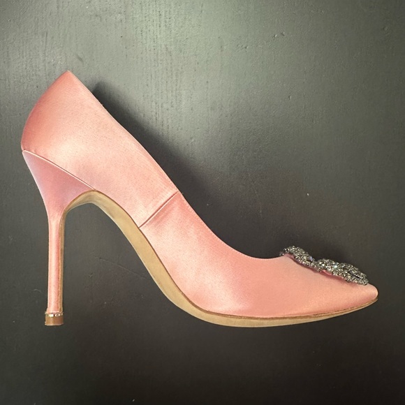 Manolo Blahnik Hangisi 105mm Satin Pink Pump 39.5 - Picture 10 of 16